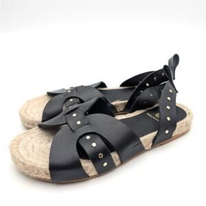 Bruno Magli Perla Ankle Strap Espadrille Sandals Women's Black Size US7 EU37.5